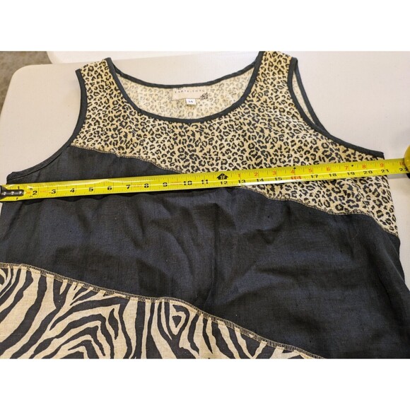 Vintage Earth Song Linen Patch Jumper Maxi Tank Dress Animal Print Size 14 - Picture 9 of 9